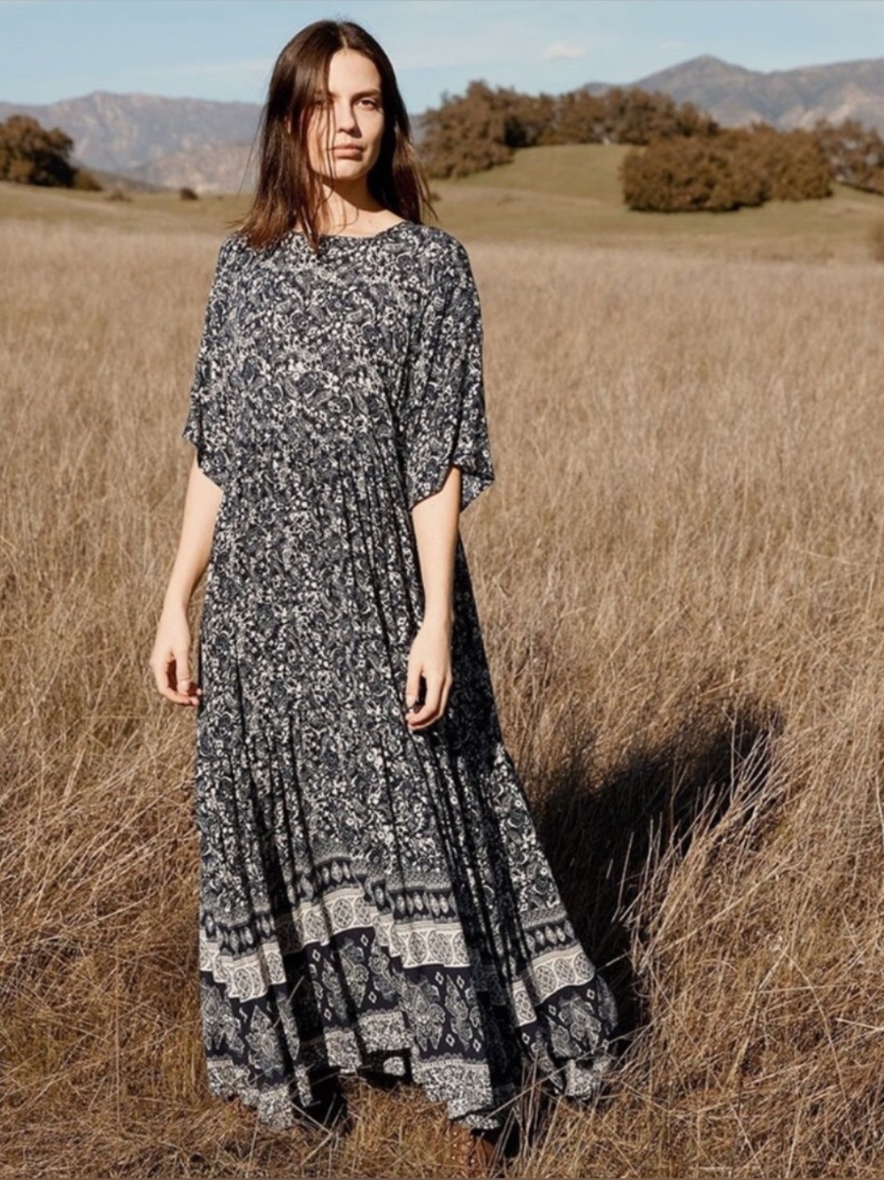 Christy Dawn Theo Dress Midnight Suzani Blue Paisley Size S